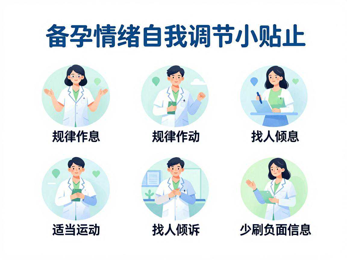 备孕情绪自我调节小贴士：规律作息、适当运动、找人倾诉、少刷负面信息