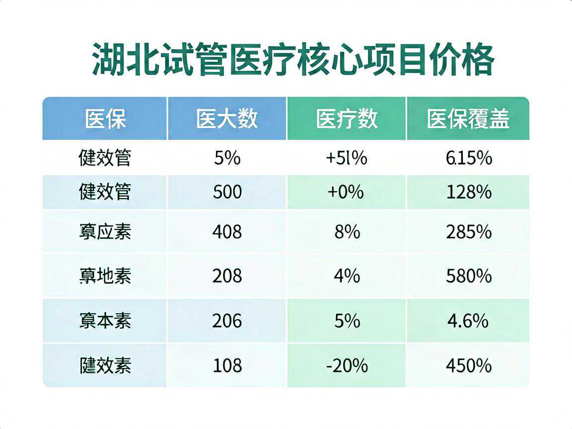 湖北试管医疗核心项目价格与医保覆盖对比表