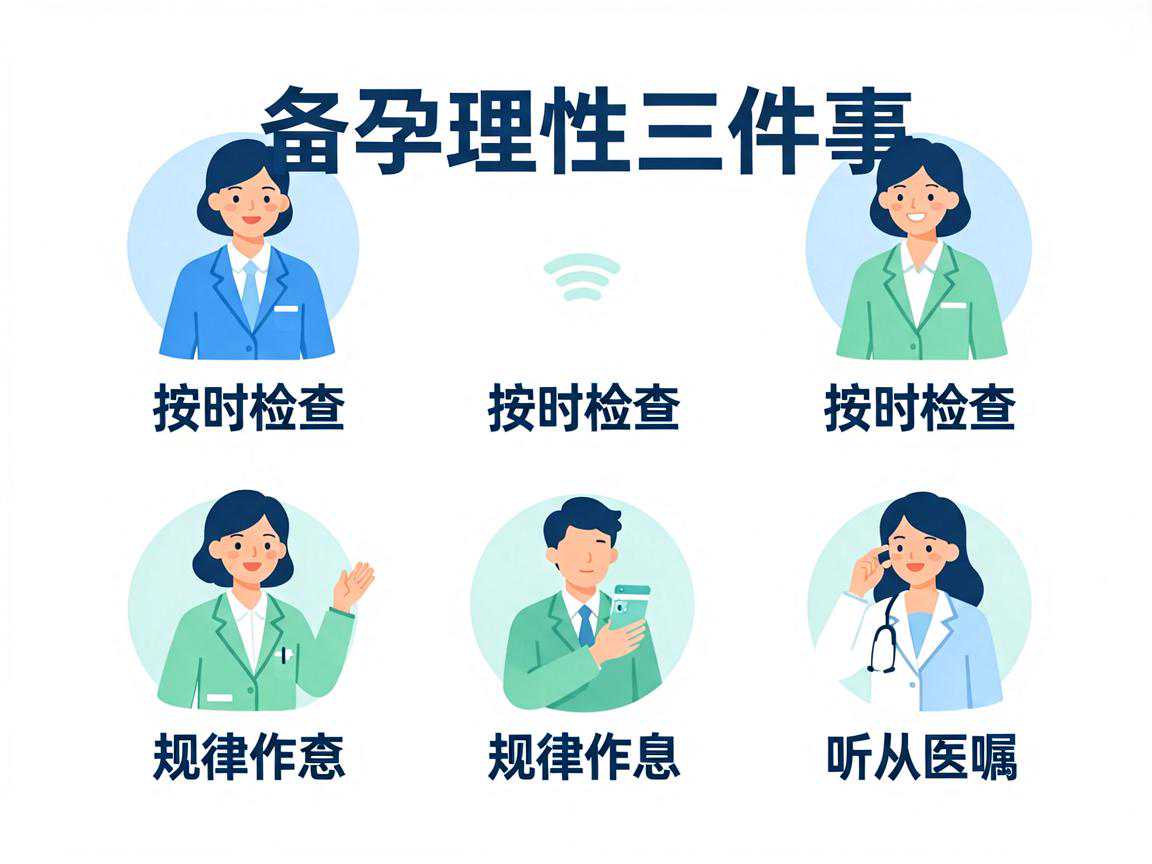 备孕理性三件事：按时检查、规律作息、听从医嘱