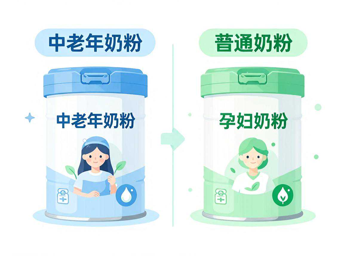 中老年奶粉与普通奶粉、孕妇奶粉营养成分对比