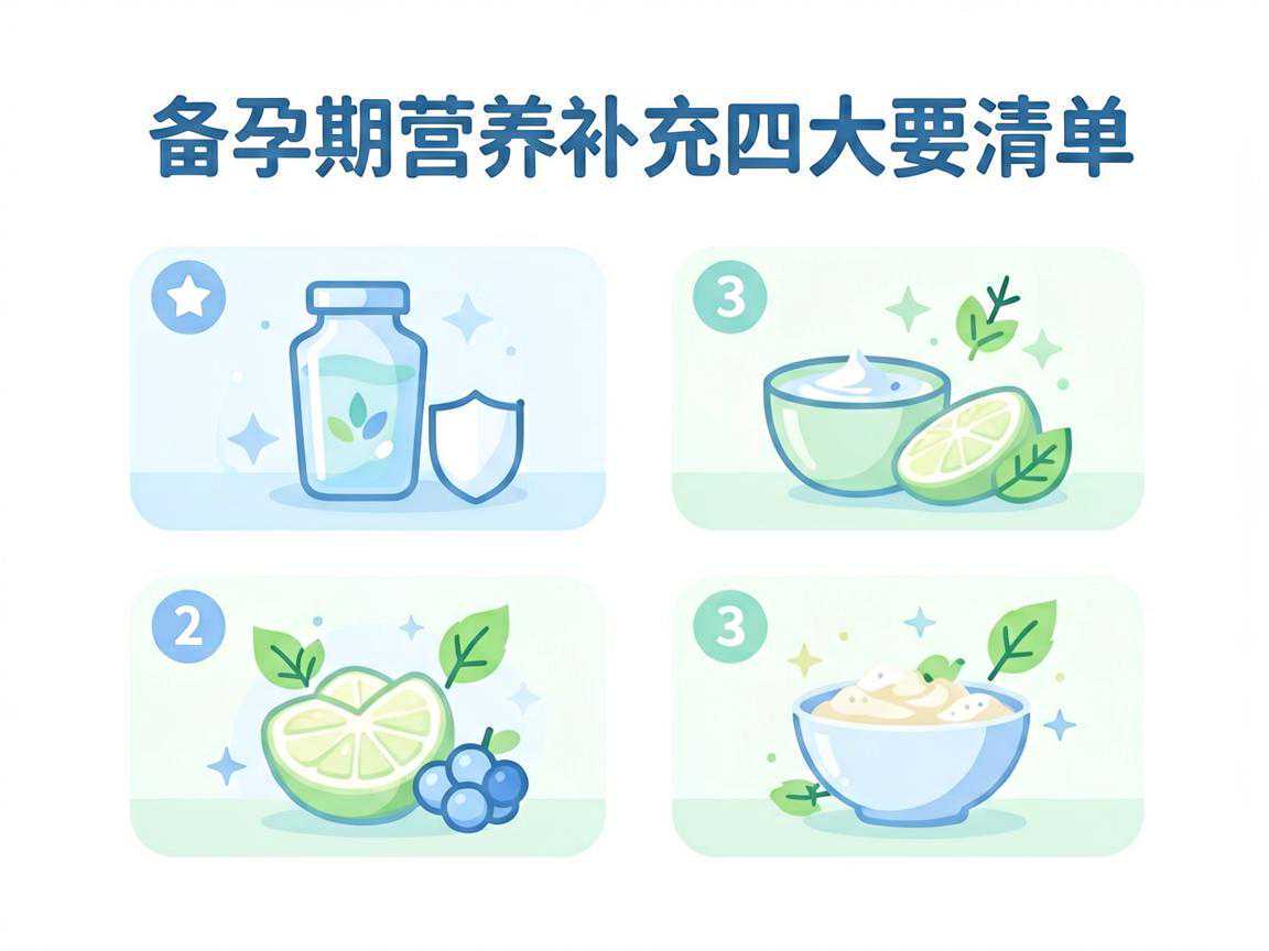 备孕期营养补充四大要点清单：叶酸、铁、优质蛋白、适量钙