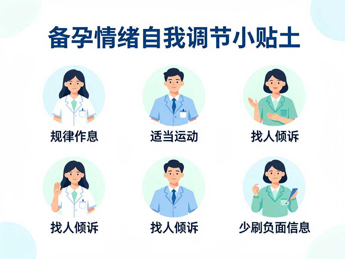 备孕情绪自我调节小贴士：规律作息、适当运动、找人倾诉、少刷负面信息