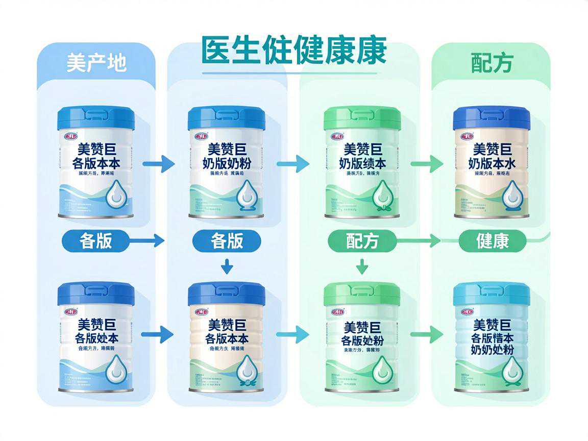 美赞臣各版本奶粉产地与配方对比示意图