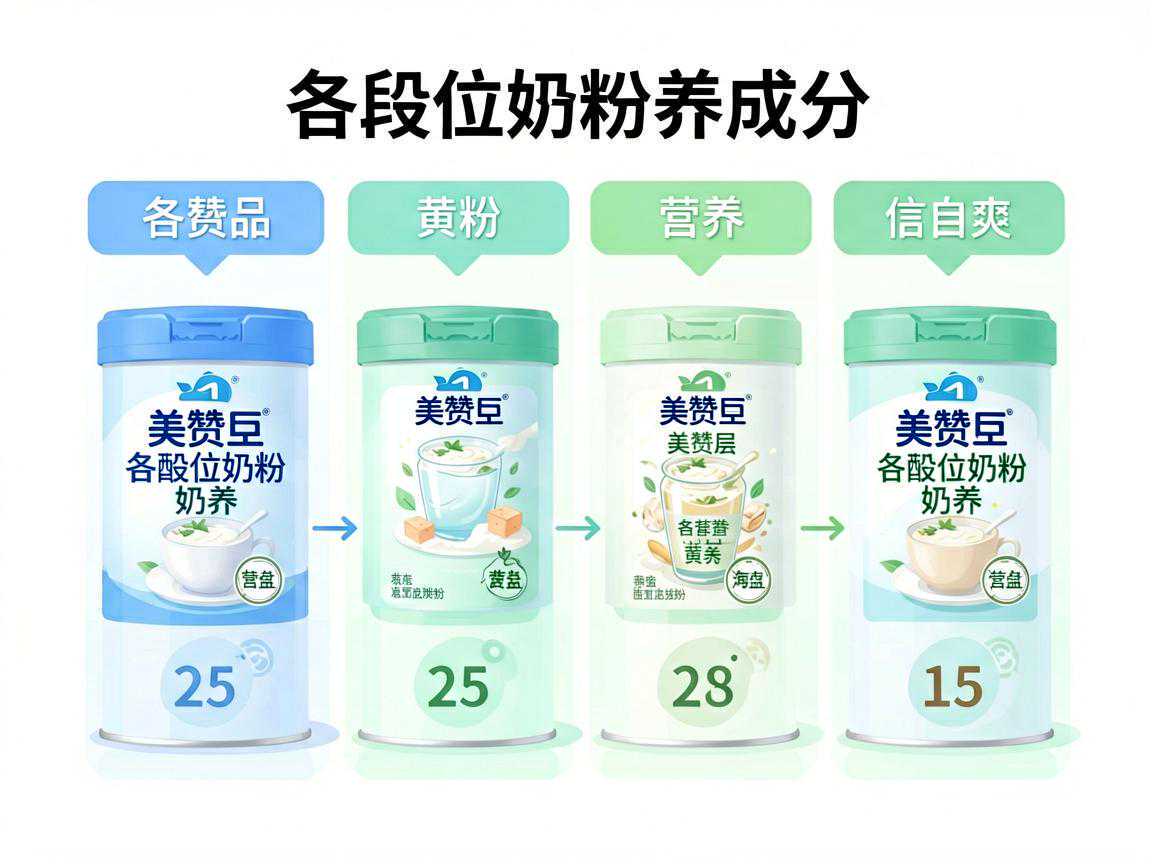 美赞臣各段位奶粉营养成分对比图