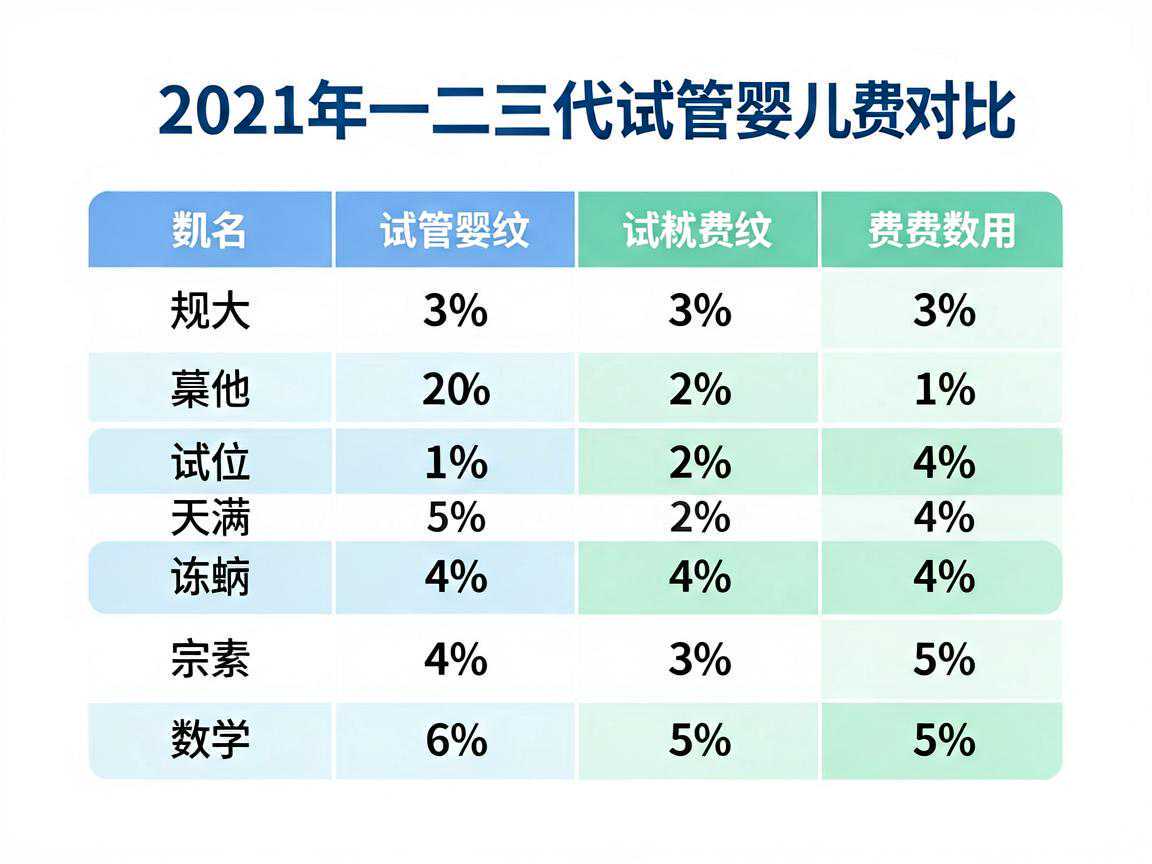2021年一二三代试管婴儿费用对比表