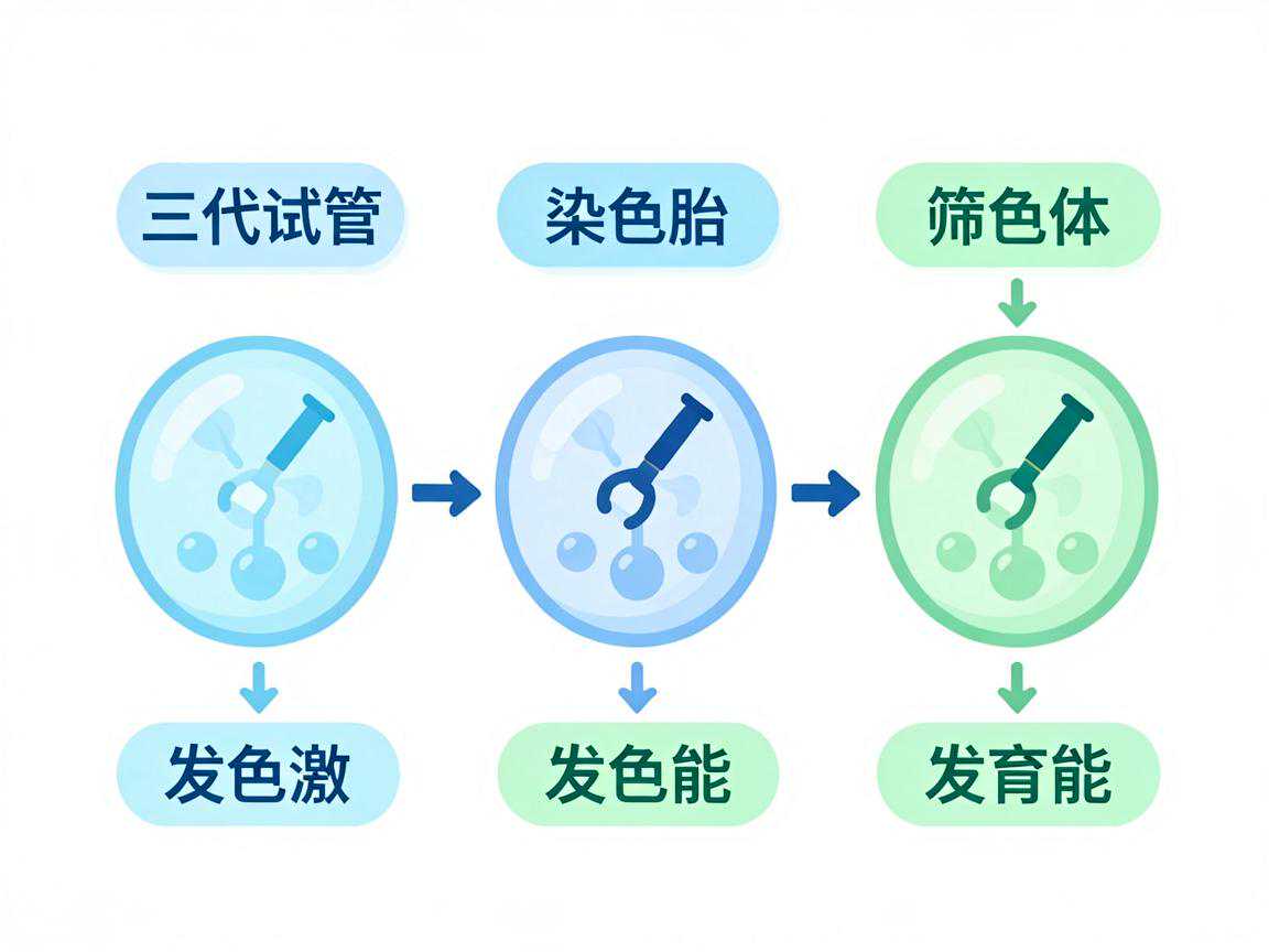 三代试管胚胎染色体筛查与发育潜能示意