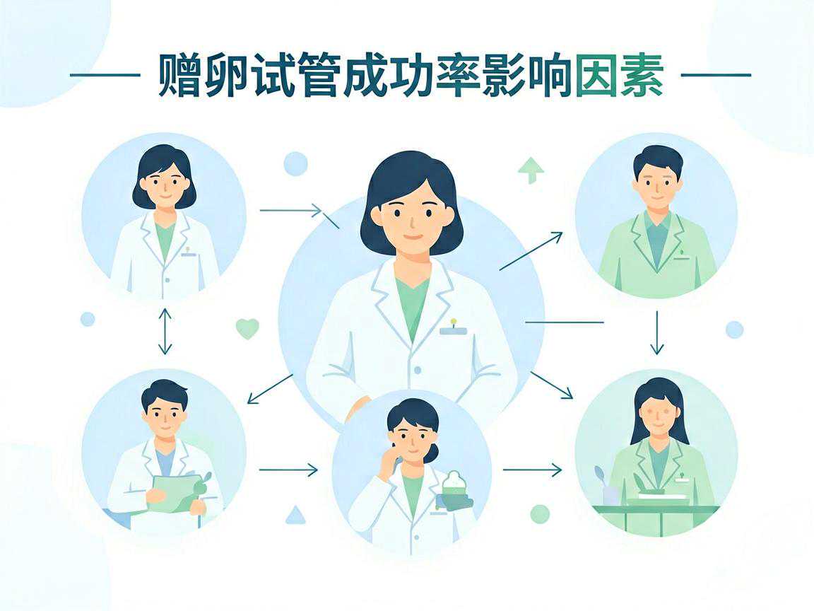 赠卵试管成功率影响因素示意图