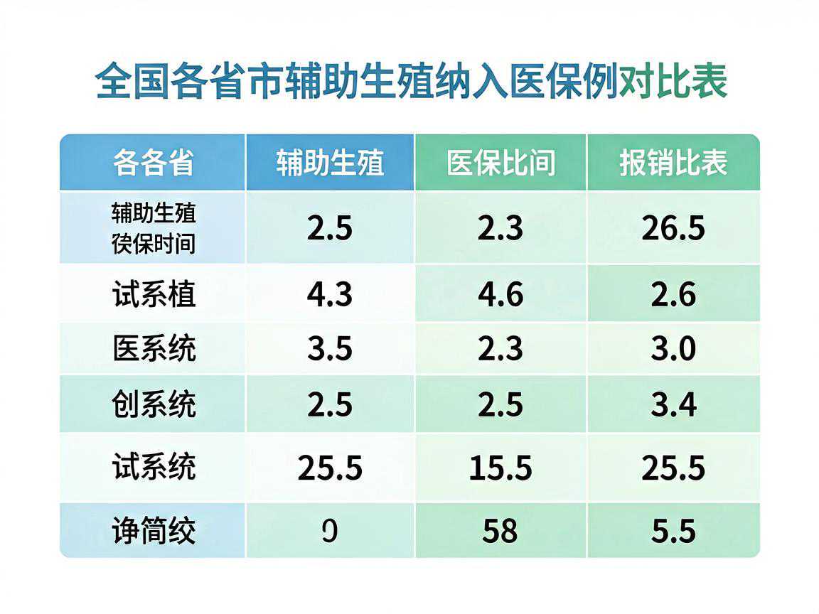 全国各省市辅助生殖纳入医保时间与报销比例对比表