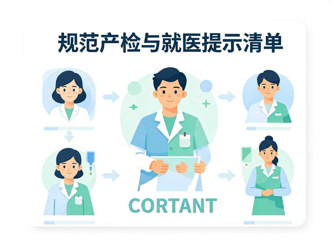 规范产检与就医提示清单图:规律产检,遵医嘱