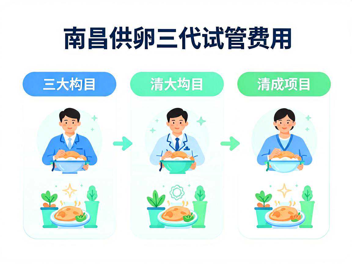 南昌供卵三代试管费用三大构成项目示意图
