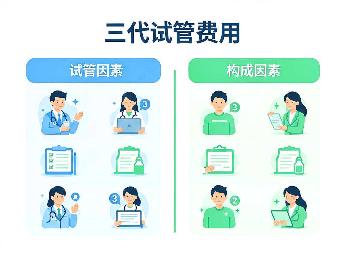 三代试管费用构成因素对比示意图
