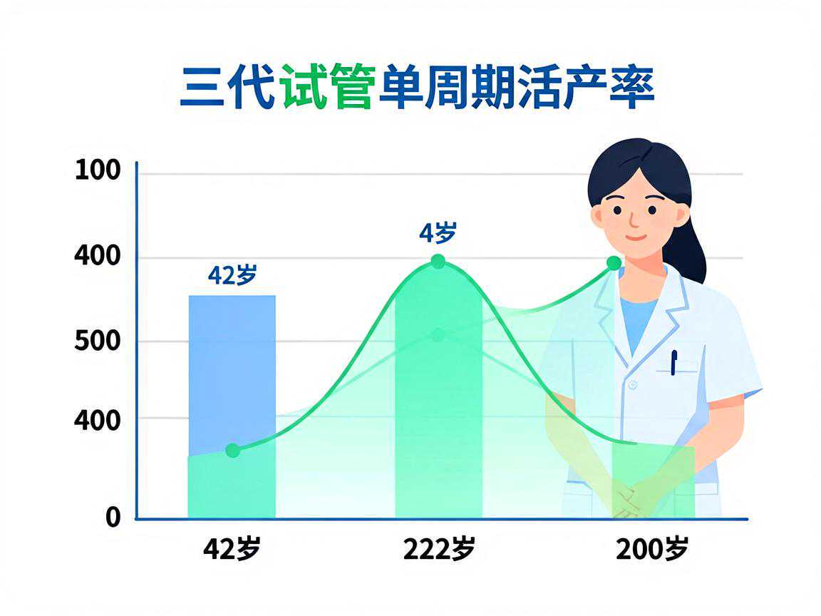 42岁女性三代试管单周期活产率数据区间对比图