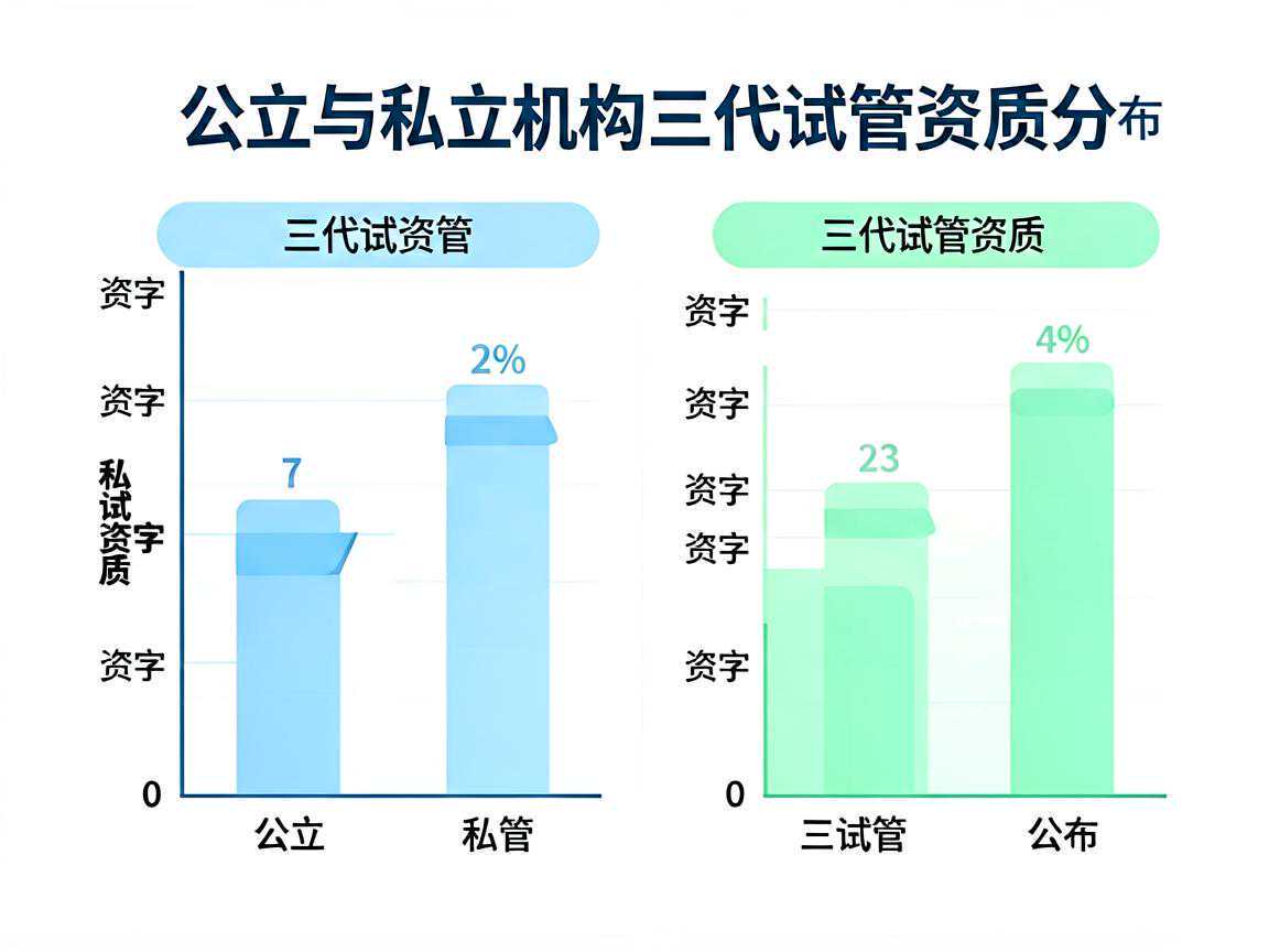 公立与私立机构三代试管资质分布对比示意