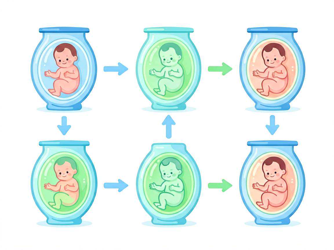 试管婴儿胚胎培养至囊胚过程示意图