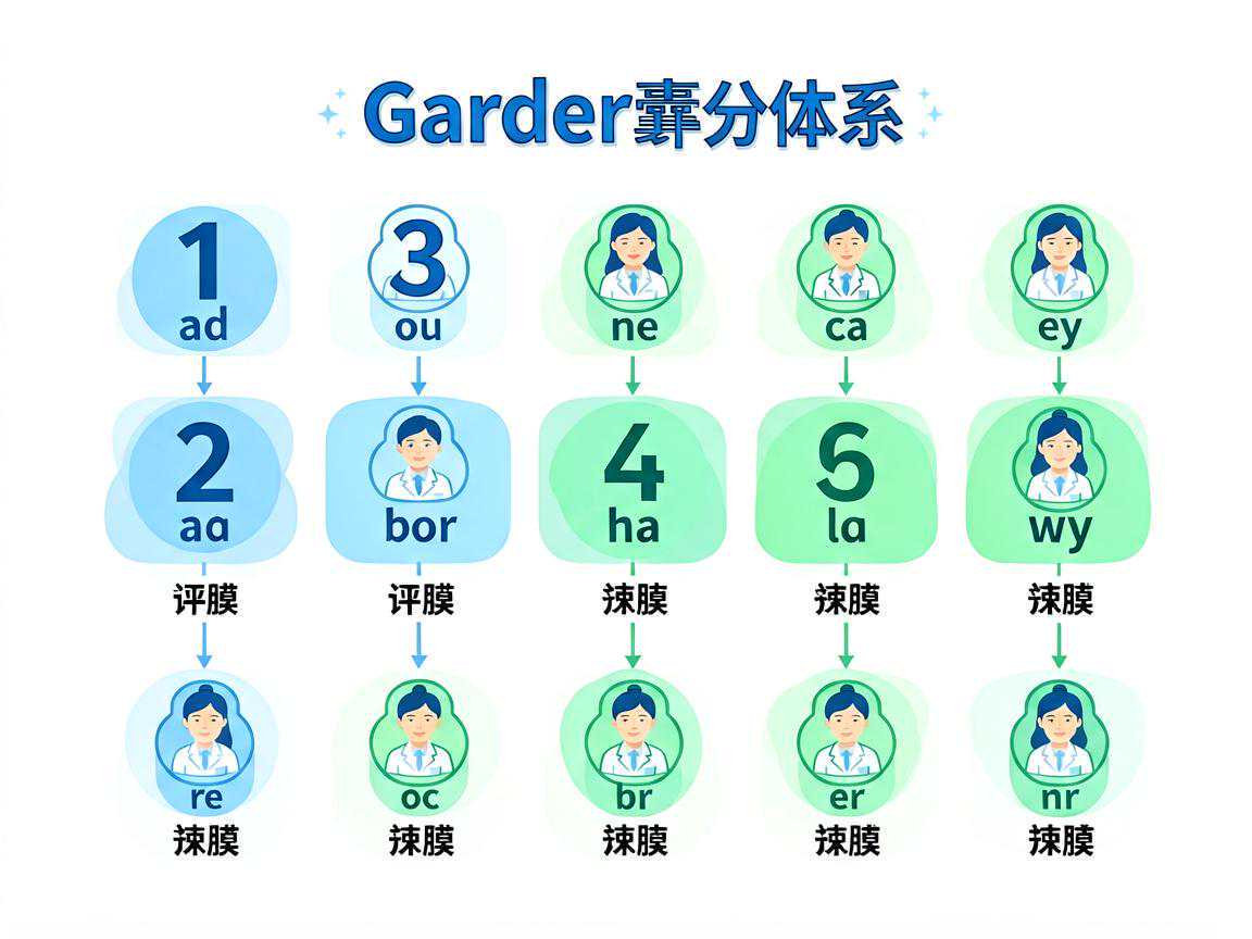 Gardner囊胚评分体系中数字与字母含义示意图