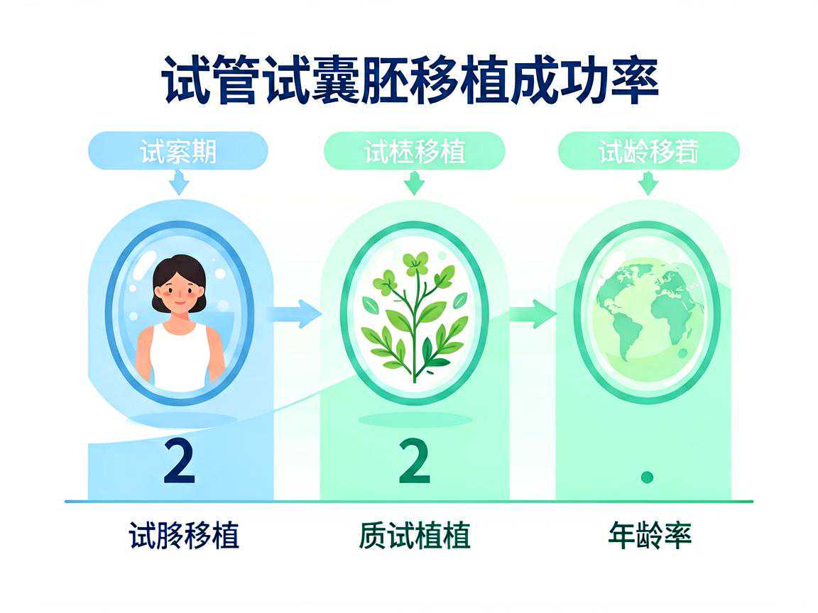 三代试管囊胚移植成功率与年龄关系示意图
