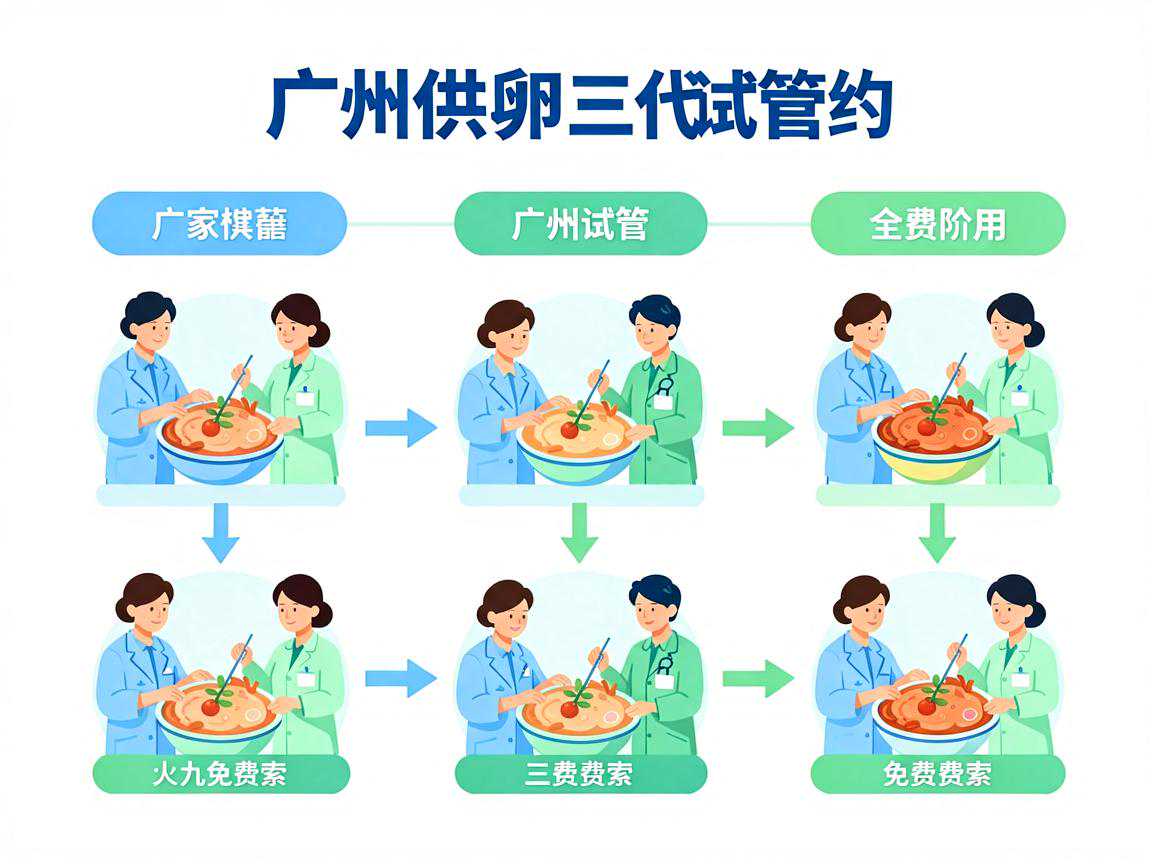 广州供卵三代试管各阶段费用构成示意图