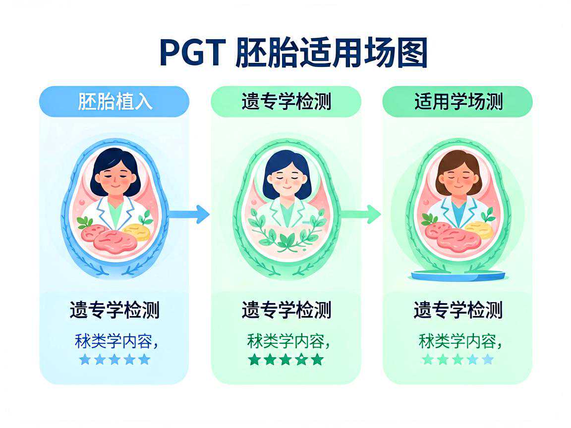 PGT胚胎植入前遗传学检测三类适用场景示意图