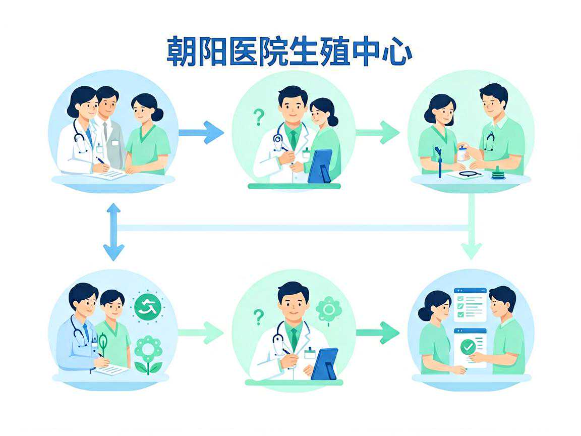 朝阳医院生殖中心试管就诊流程与建档步骤示意图