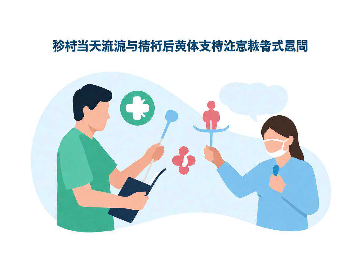 移植当天流程与移植后黄体支持注意事项示意图
