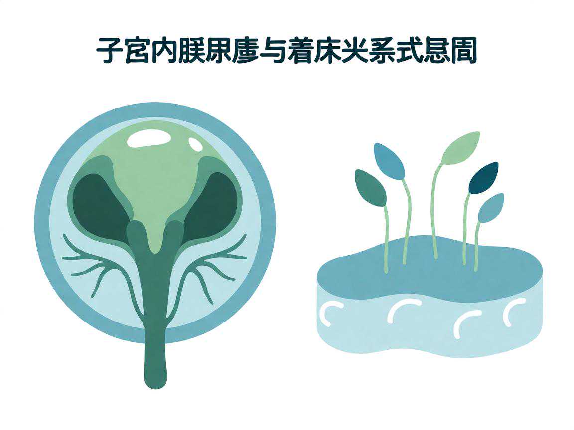 子宫内膜厚度与着床关系示意图