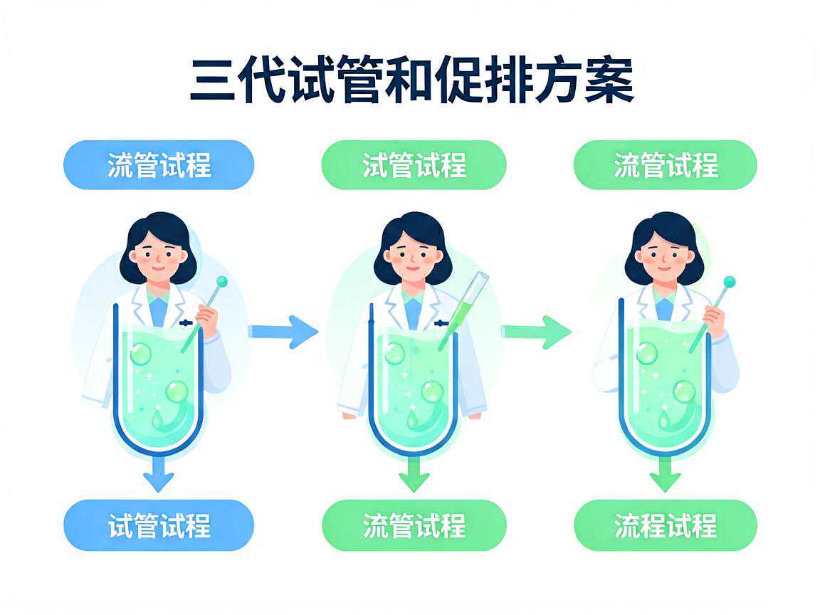 三代试管温和促排方案流程对比示意图