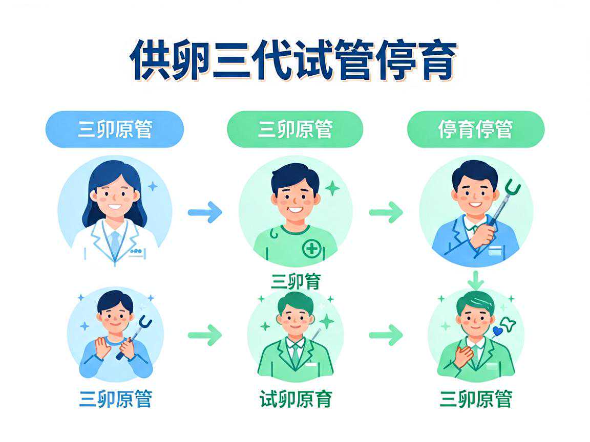 供卵三代试管停育原因分类示意