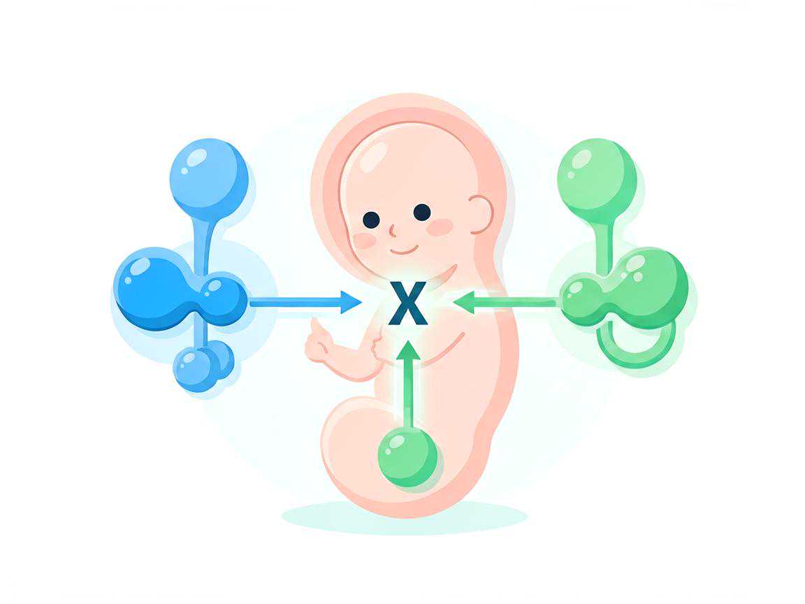 胎儿性别由精子X或Y染色体决定示意图