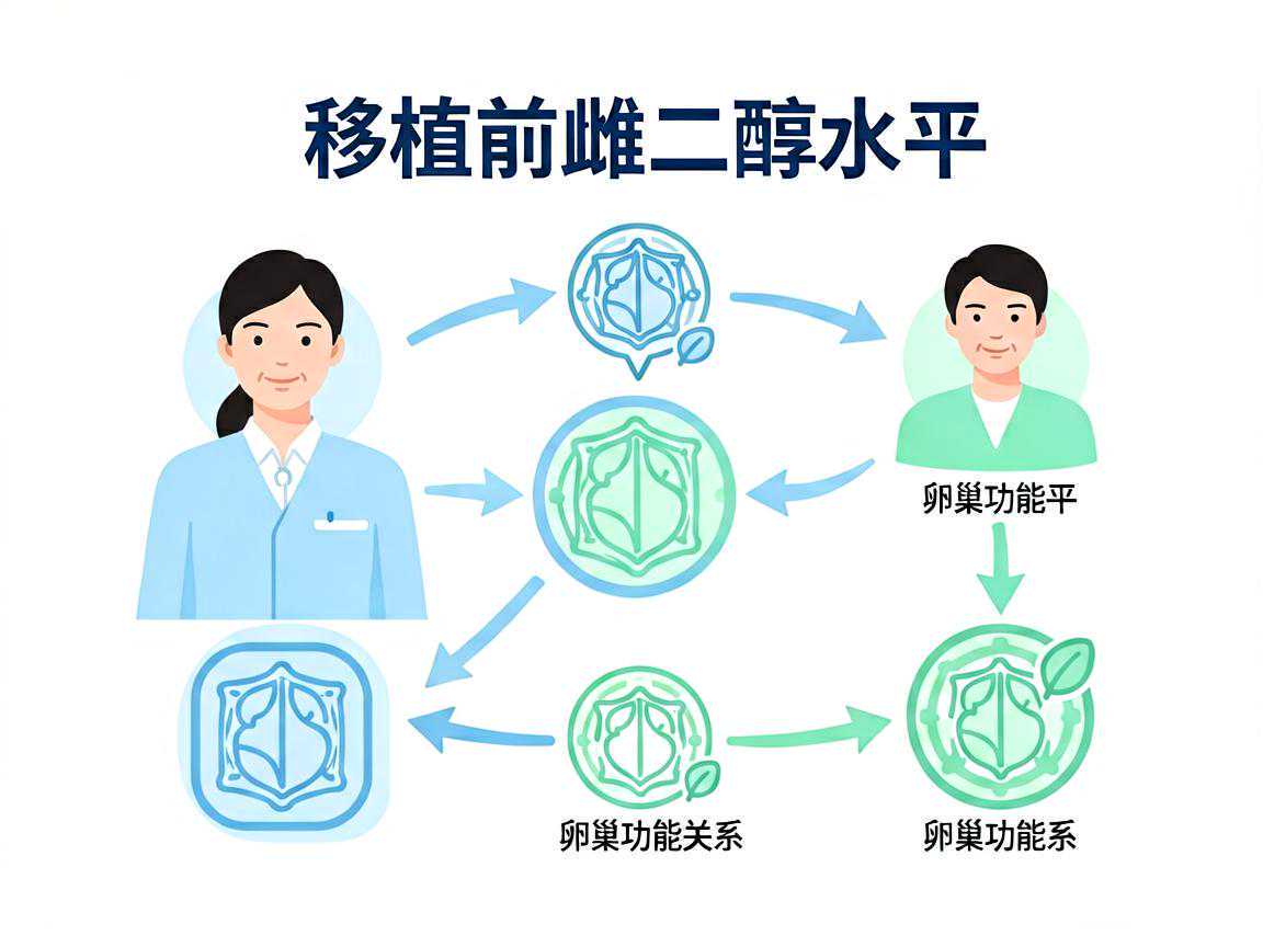 移植前雌二醇水平与卵巢功能关系示意图
