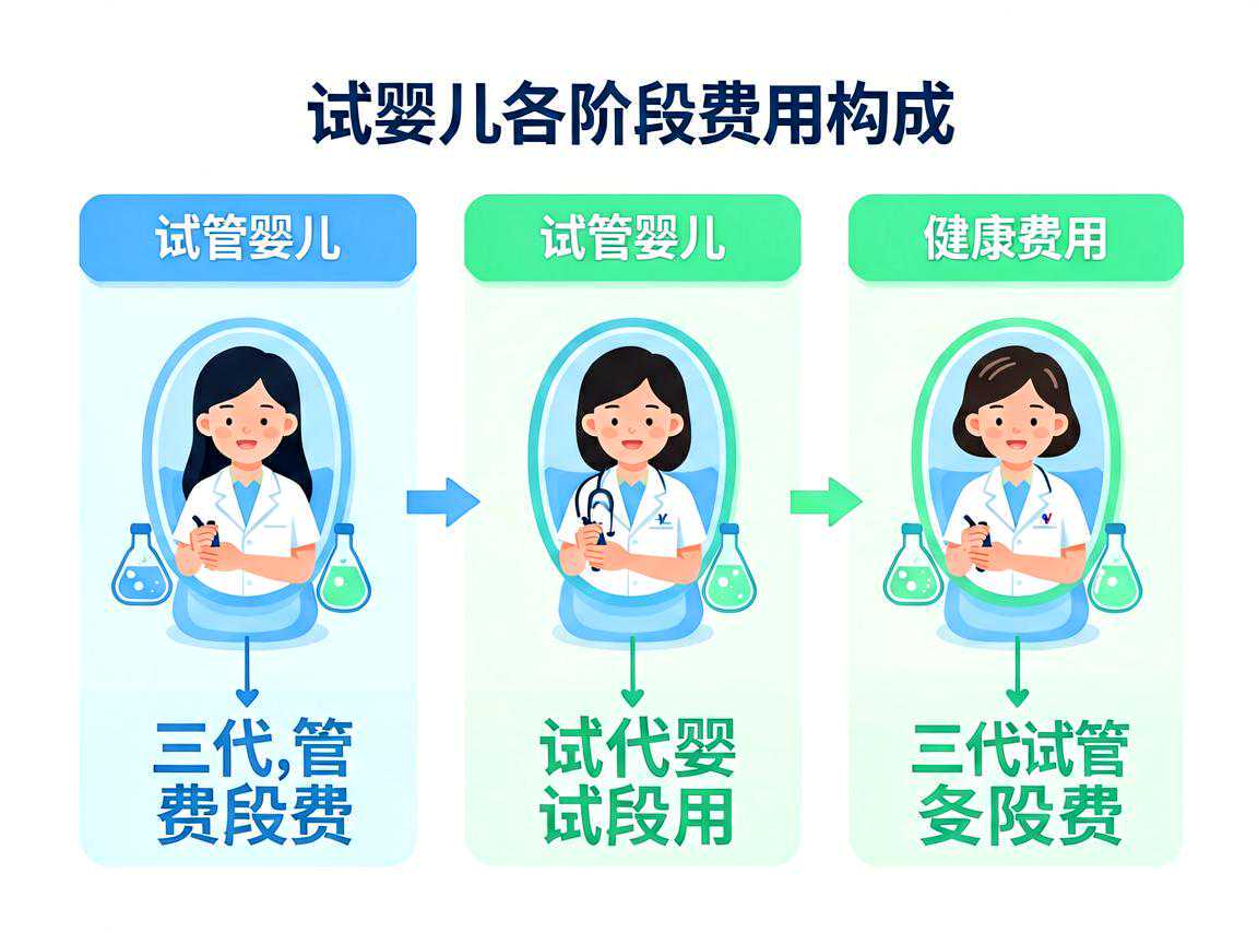 三代试管婴儿各阶段费用构成对比图