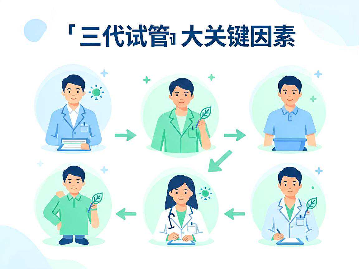 三代试管五大关键因素与年龄影响示意图