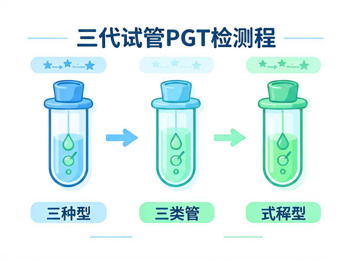 三代试管PGT检测流程与三种类型示意图