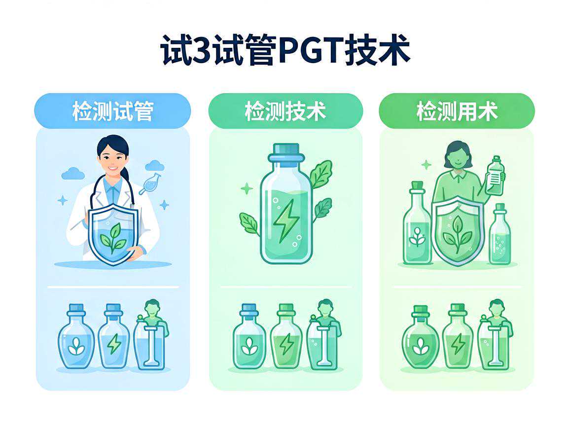 三代试管PGT技术三种类型检测用途对比示意