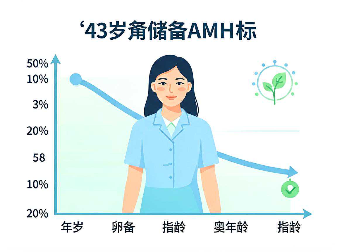 43岁女性卵巢储备AMH指标随年龄下降示意图
