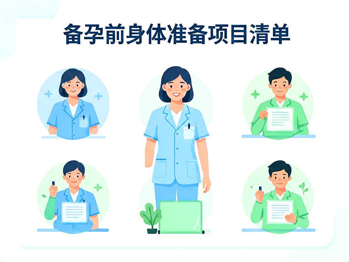 备孕前身体准备项目清单示意图