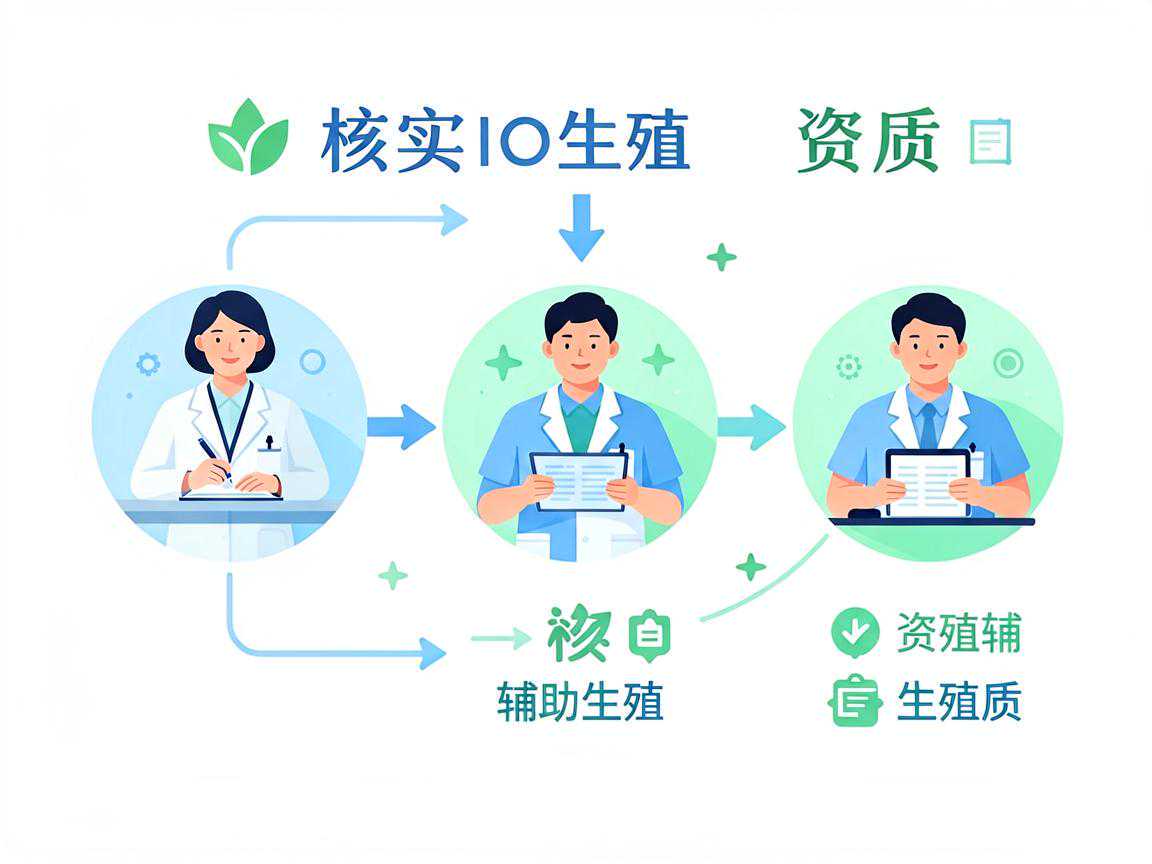 核实辅助生殖机构资质的三步流程示意图