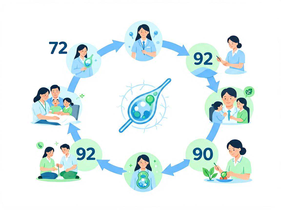 精子生成周期72-90天示意图，展示备孕前戒烟戒酒时间规划