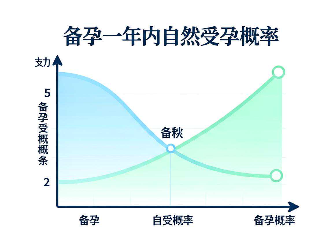 备孕一年内自然受孕概率累积曲线示意图