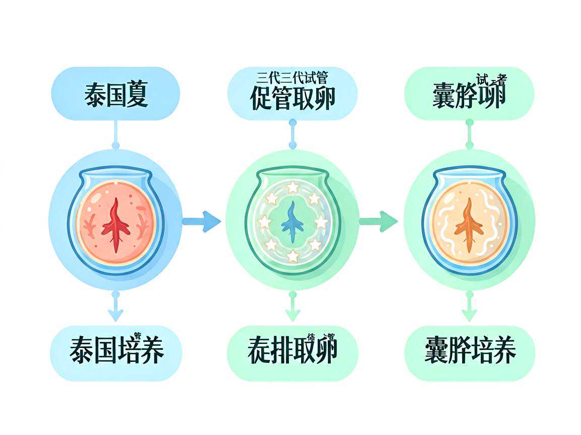 泰国三代试管促排取卵与囊胚培养时间线示意