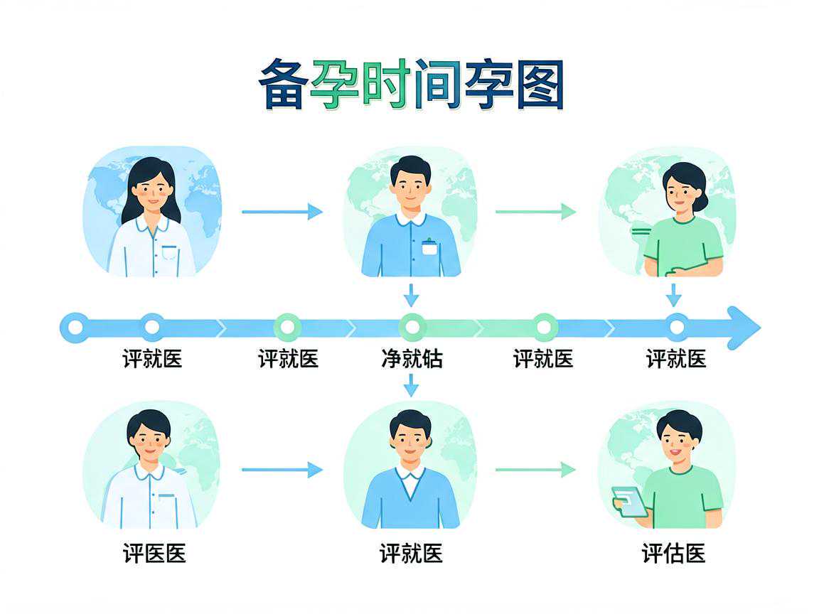 备孕时间线与就医评估时机示意图