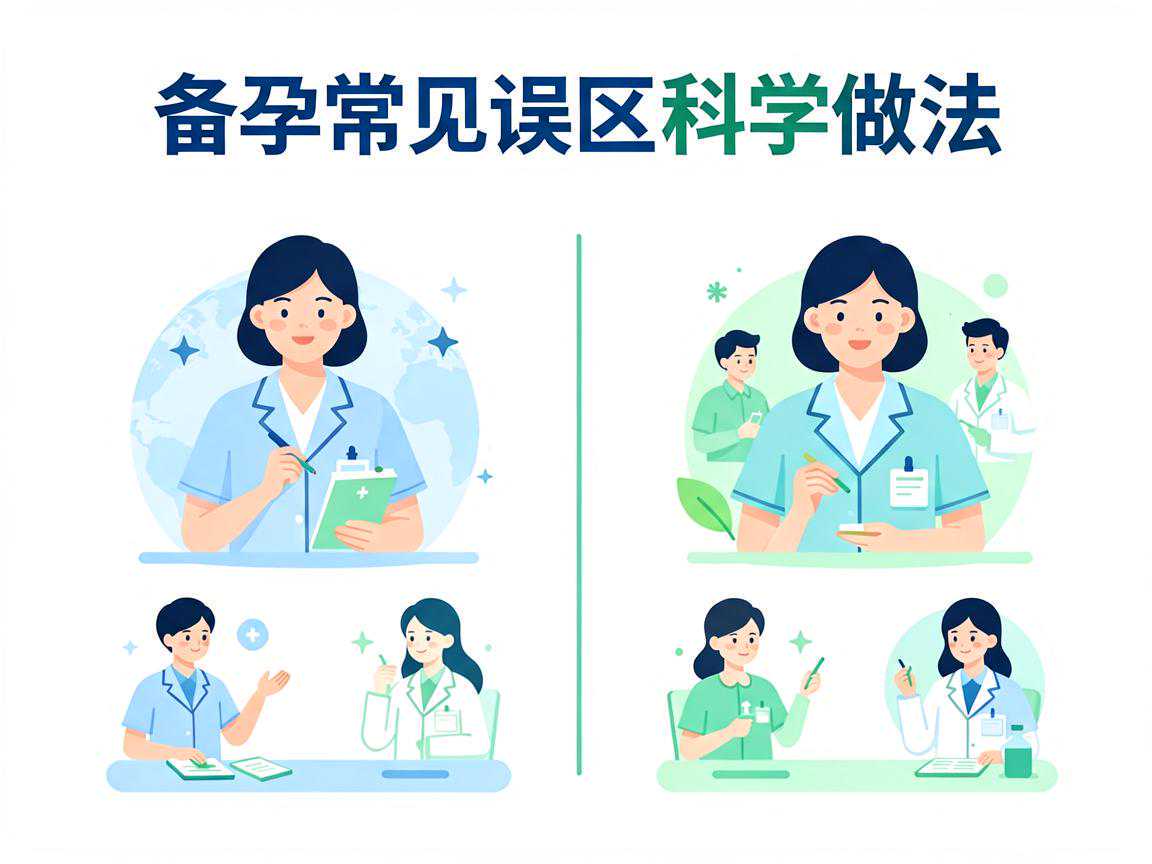 备孕常见误区与科学做法对比图
