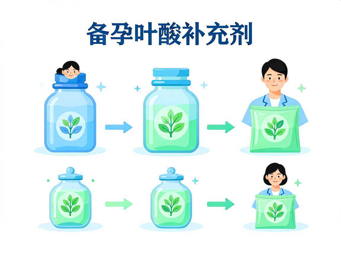 备孕叶酸补充剂量与时间示意图