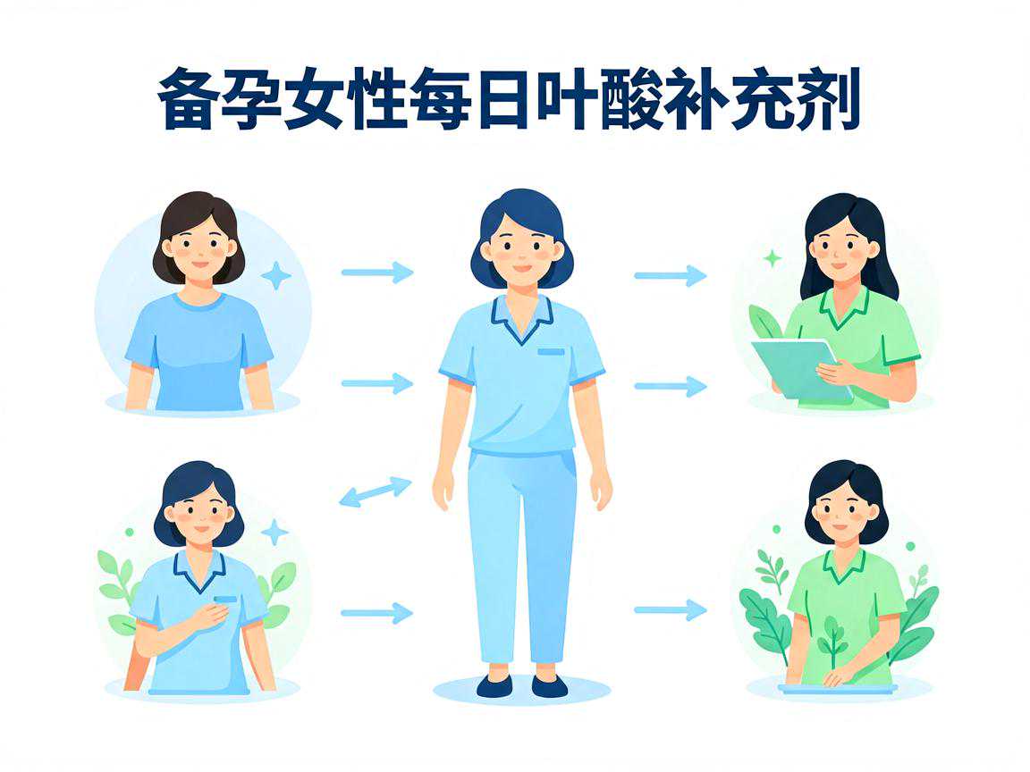 备孕女性每日叶酸补充剂量时间示意图