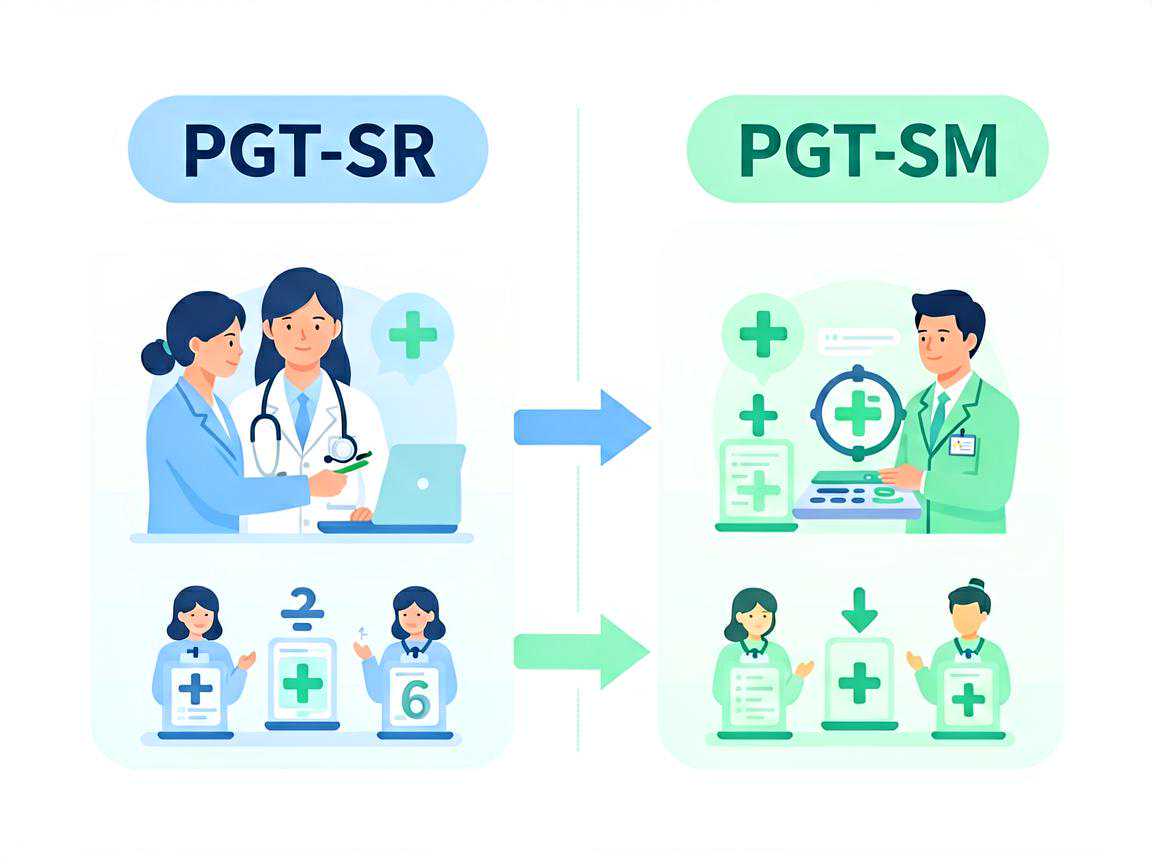 PGT-SR与PGT-M检测流程对比示意图