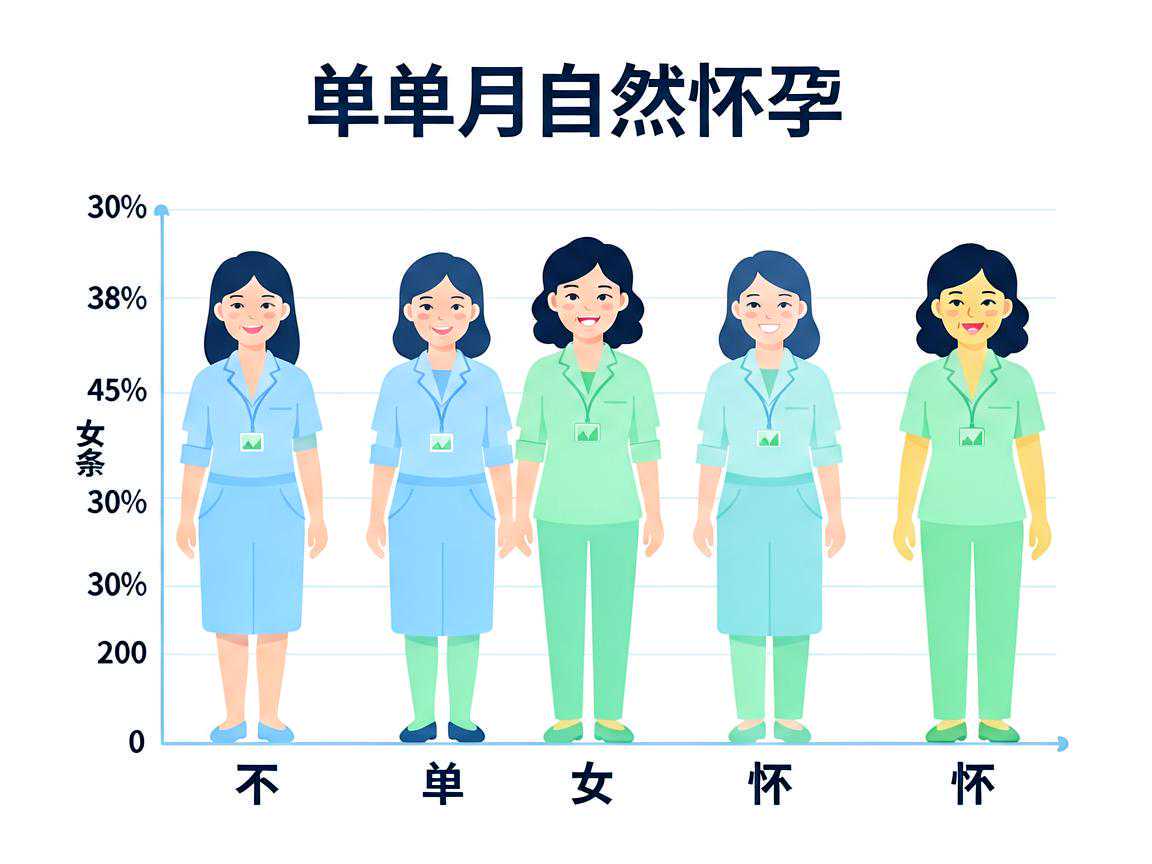 不同年龄段女性单月自然怀孕率对比示意图