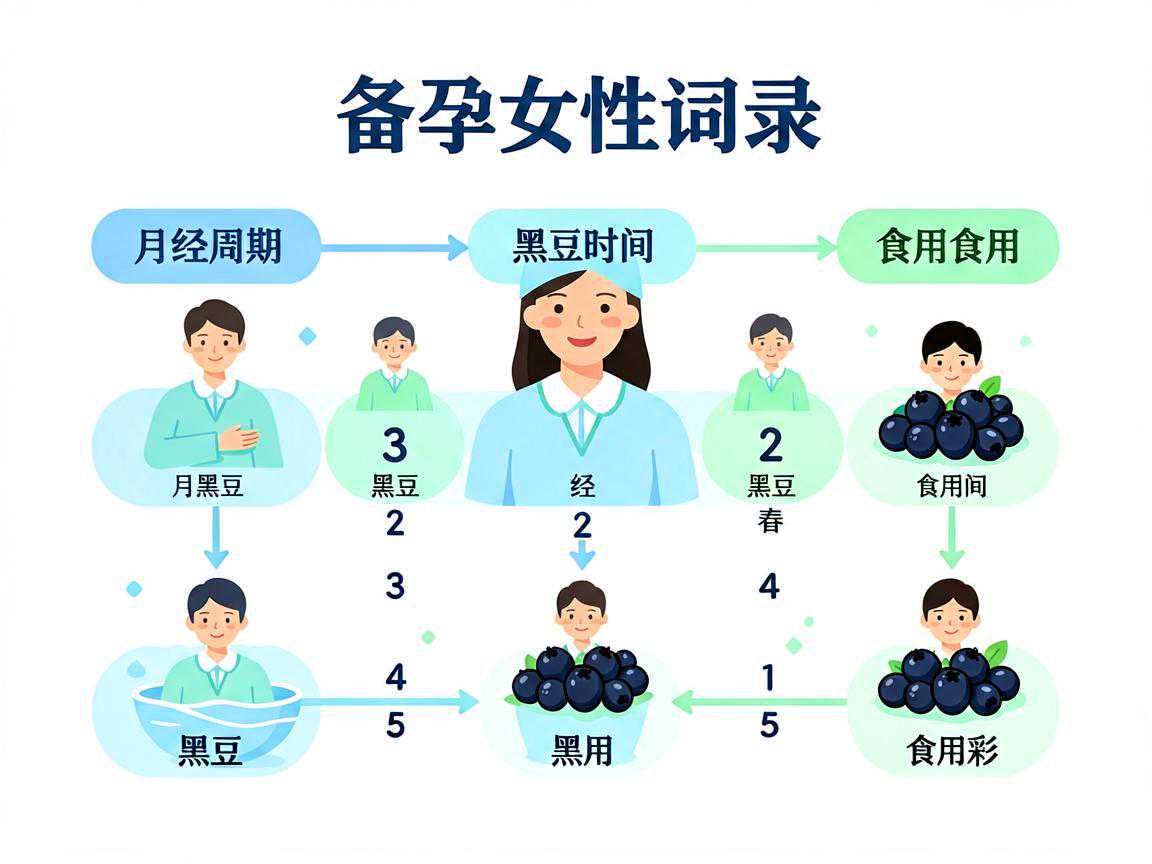 备孕女性记录月经周期与黑豆食用时间示意