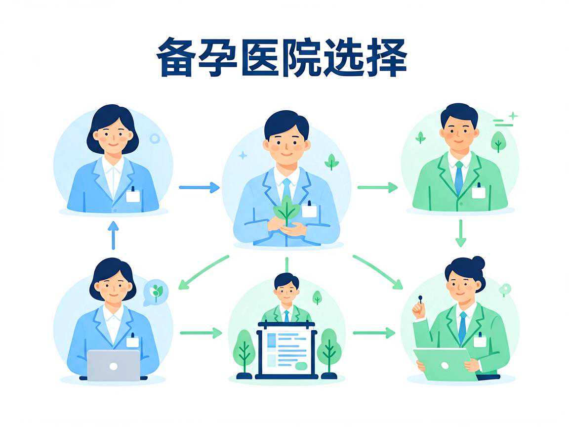 备孕医院选择的三个核心考量维度示意图