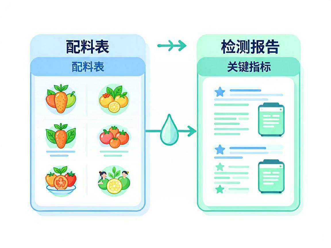 配料表与检测报告关键指标核对示意