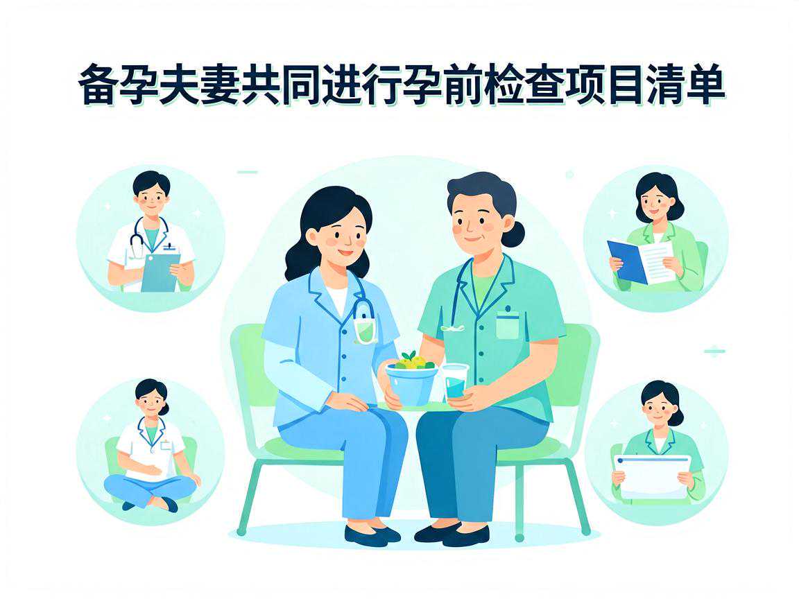 备孕夫妻共同进行孕前检查项目清单示意