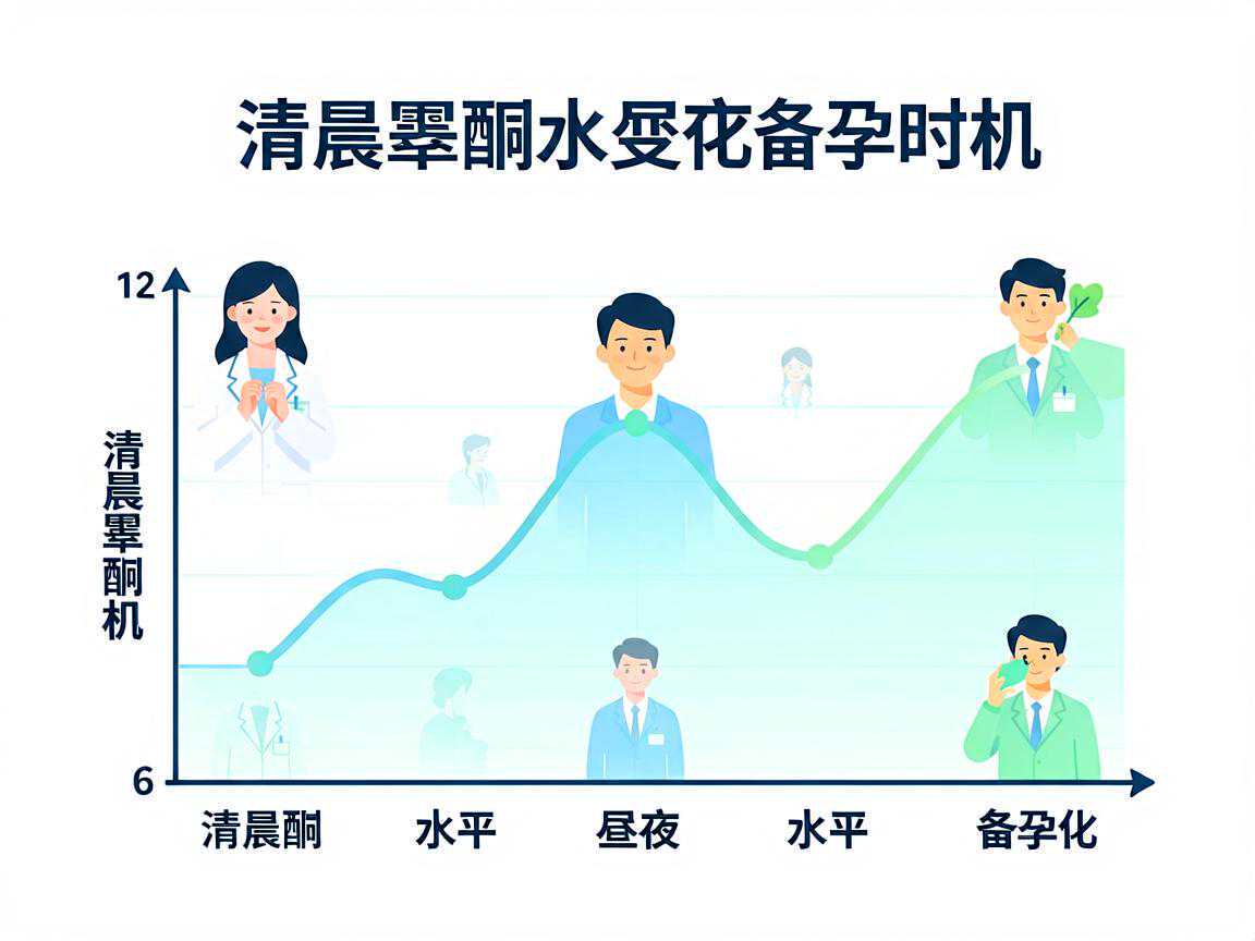 清晨睾酮水平昼夜变化与备孕时机示意图